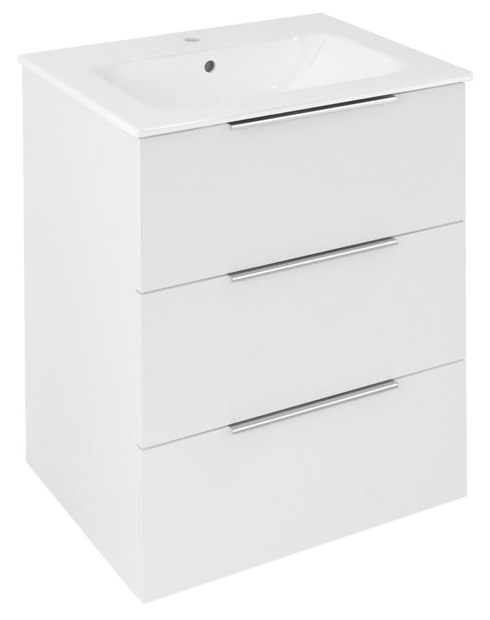 CIRASA szafka pod umywalkę 59,2x75x46cm, 3 szuflada , biały połysk
