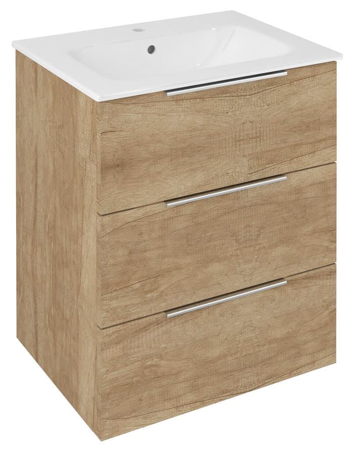 CIRASA szafka pod umywalkę 59,2x75x46cm, 3 szuflada , dąb Alabama