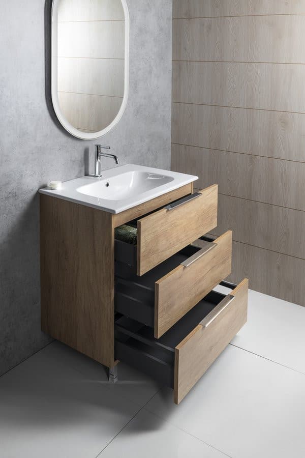 CIRASA szafka pod umywalkę 59,2x75x46cm, 3 szuflada , dąb Alabama