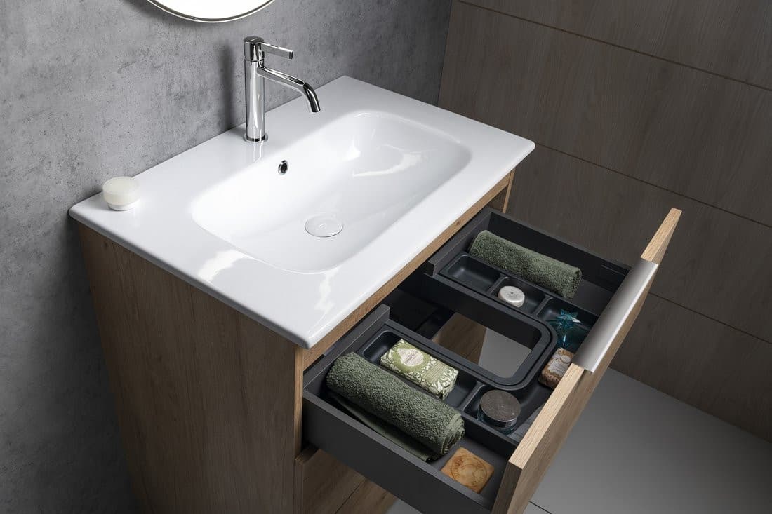 CIRASA szafka pod umywalkę 59,2x75x46cm, 3 szuflada , sosna rustykalna