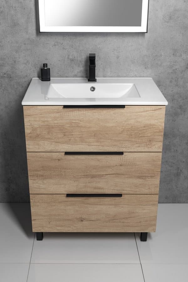 CIRASA szafka pod umywalkę 59,2x75x46cm, 3 szuflada , sosna rustykalna