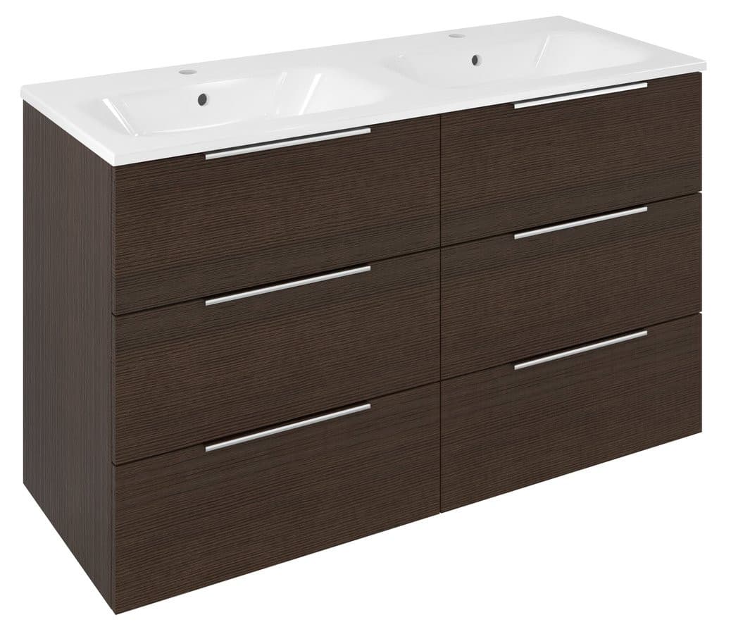 CIRASA szafka umywalkowa z podwójną umywalką 121x77x46cm, 3x zsuflad, rustykalna pinia