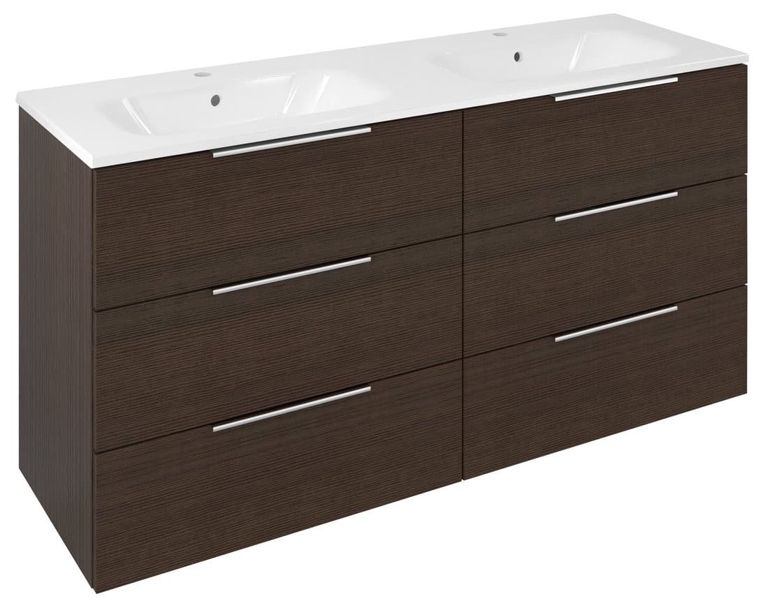 CIRASA szafka umywalkowa z podwójną umywalką 141x77x46cm, 3x zsuflad, rustykalna pinia