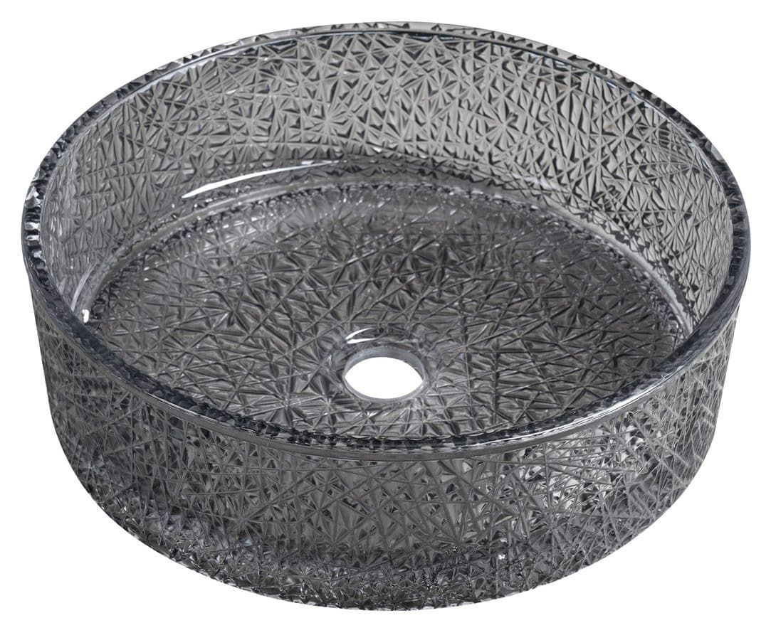 ERSEL grawerowana szklana umywalka nablatowa średnica 39,5cm, czarny