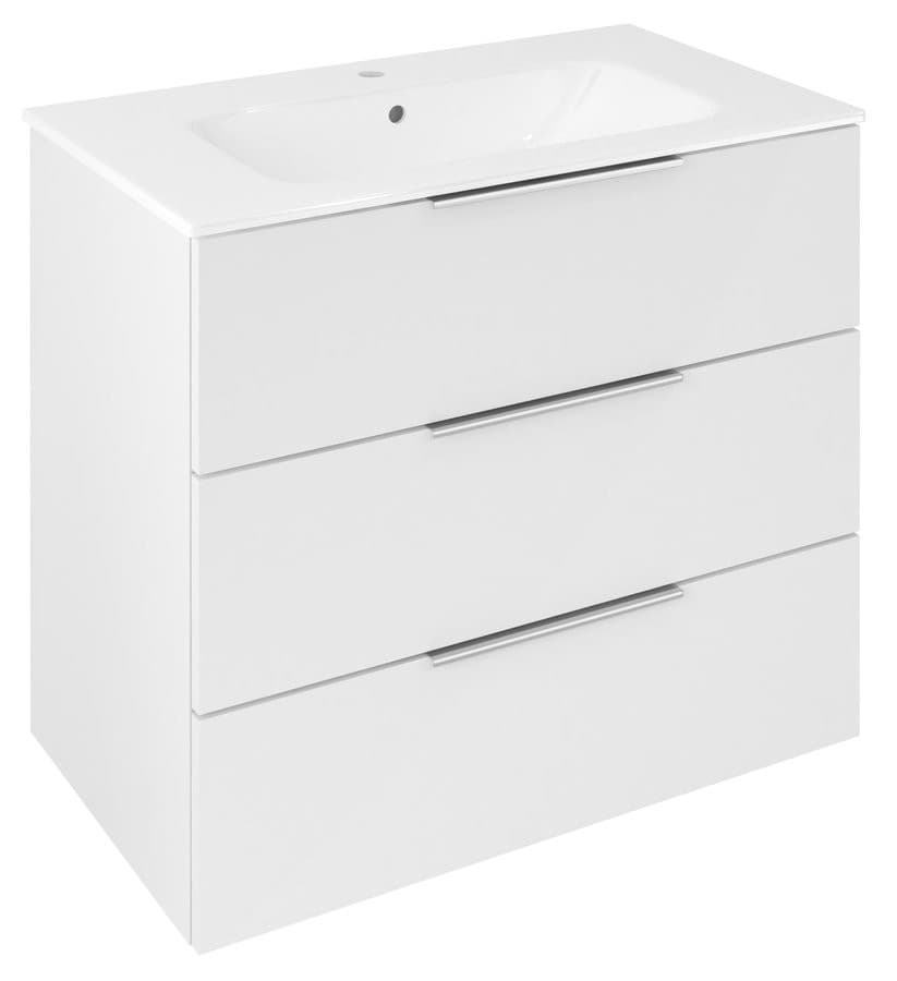 CIRASA szafka pod umywalkę 79,8x75x46cm, 3 szuflada , biały połysk