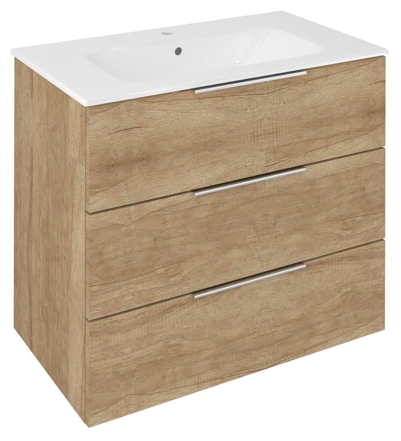 CIRASA szafka pod umywalkę 79,8x75x46cm, 3 szuflada , dąb Alabama