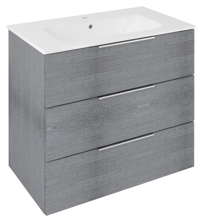 CIRASA szafka pod umywalkę 79,8x75x46cm, 3 szuflada , dąb srebrny