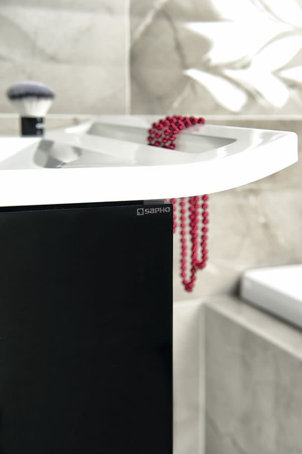 ZEUS szafka umywalkowa z syfonem i umywalką 60x26x45 cm, czarny mat