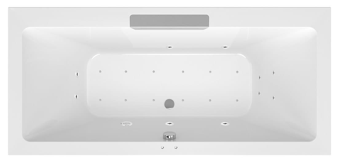 CASCATA wanna z hydromasażem, 185x85x45cm, kaskada ze stali nierdz., Active Hydro-Air, chrom