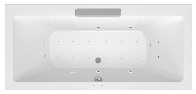 CASCATA wanna z hydromasażem, 185x85x45cm, kaskada ze stali nierdz., Active Hydro-Air, chrom