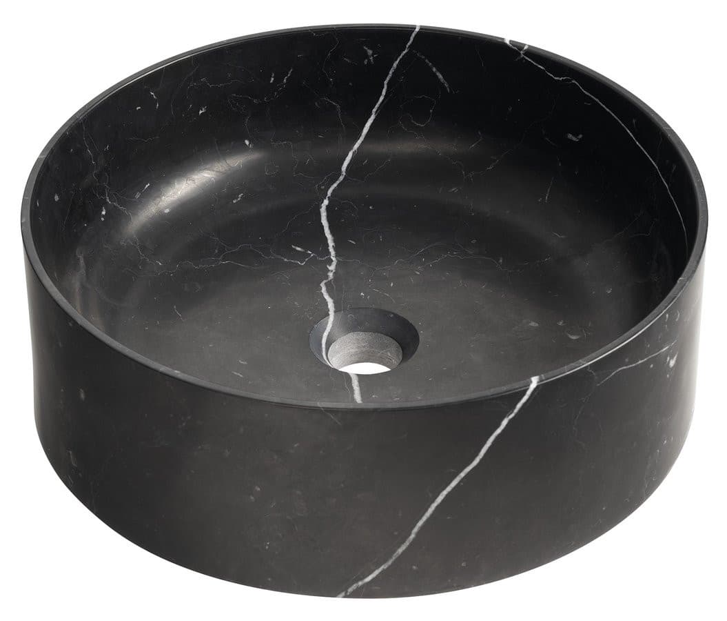 BLOK kamienna umywalka nablatowa, średnica 40cm, czarny matowy Marquin