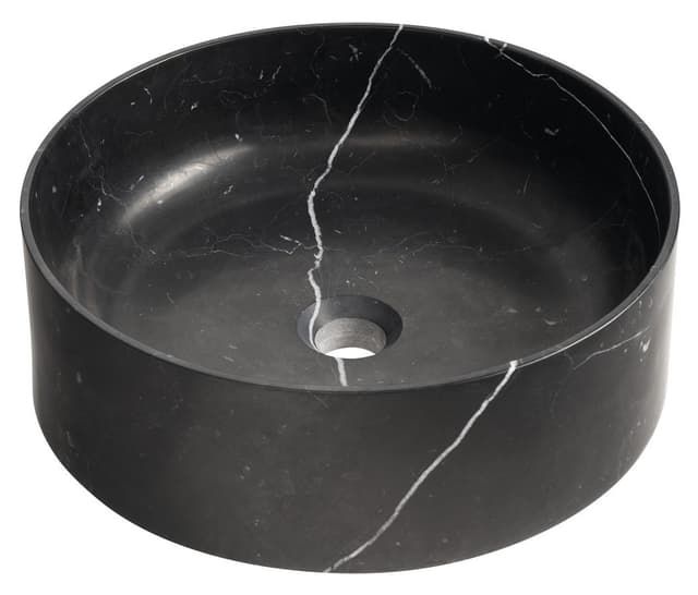 BLOK kamienna umywalka nablatowa, średnica 40cm, czarny matowy Marquin