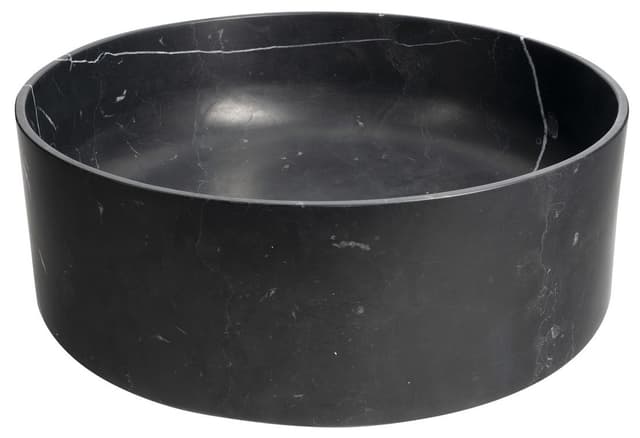BLOK kamienna umywalka nablatowa, średnica 40cm, czarny matowy Marquin