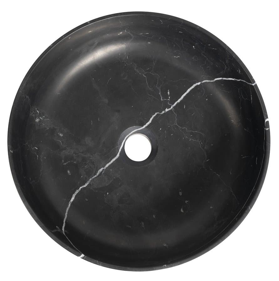 BLOK kamienna umywalka nablatowa, średnica 40cm, czarny matowy Marquin