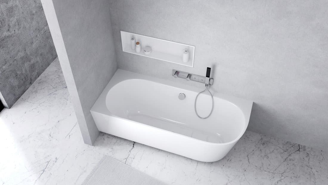 SUSSI L wanna przyścienna, narożna, kompozyt, 170x70x49,5cm, biały