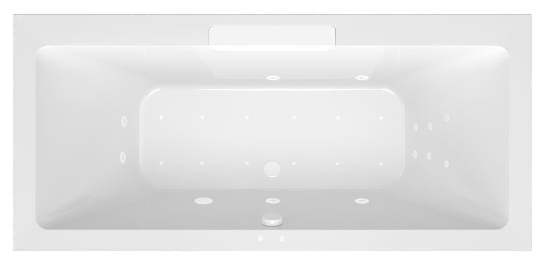 CASCATA wanna z hydromasażem, 185x85x45cm, kaskada biała, Attraction Hydro-Air, chrom