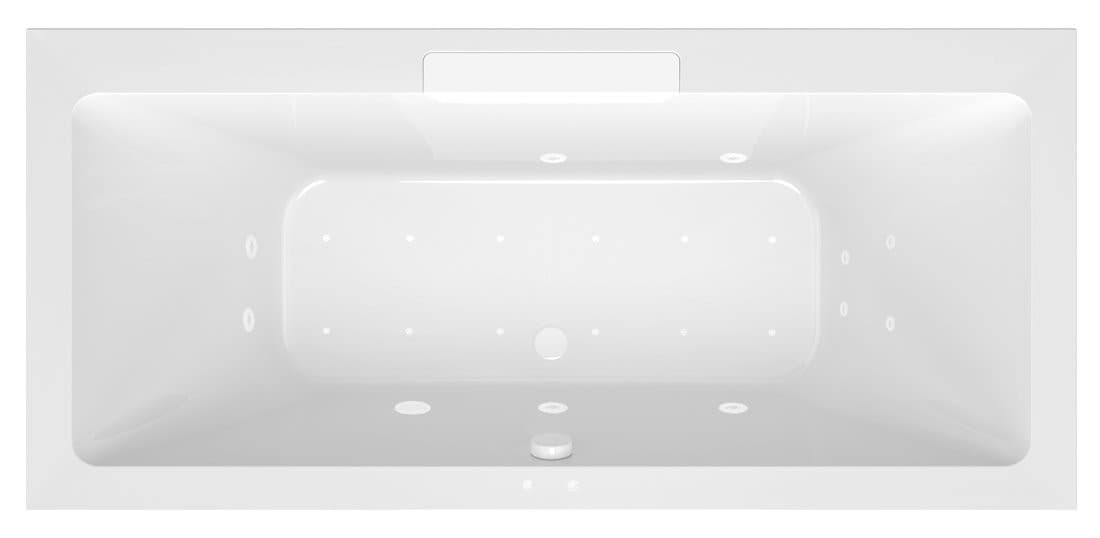 CASCATA wanna z hydromasażem, 185x85x45cm, kaskada biała, Active Hydro-Air, chrom