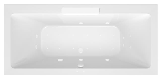 CASCATA wanna z hydromasażem, 185x85x45cm, kaskada biała, Active Hydro-Air, chrom