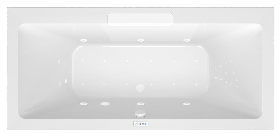 CASCATA wanna z hydromasażem, 185x85x45cm, kaskada biała, Highline Hydro-Air, chrom