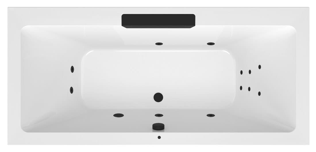 CASCATA wanna z hydromasażem, 185x85x45cm, kaskada czarna, Attraction Hydro, chrom