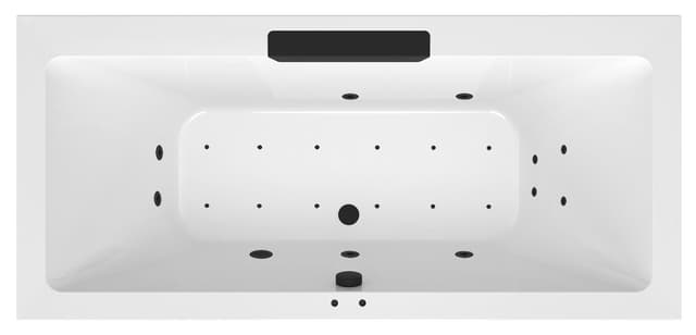 CASCATA wanna z hydromasażem, 185x85x45cm, kaskada czarna, Active Hydro-Air, chrom