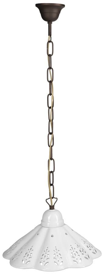 LAMPEDUSA lampa wisząca E27, 60W, 230V, IP21, klosz ceramiczny 30cm, mosiężny łańcuch