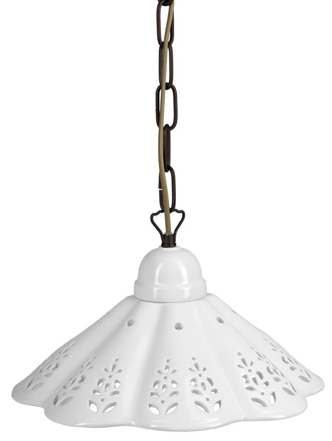 LAMPEDUSA lampa wisząca E27, 60W, 230V, IP21, klosz ceramiczny 30cm, mosiężny łańcuch
