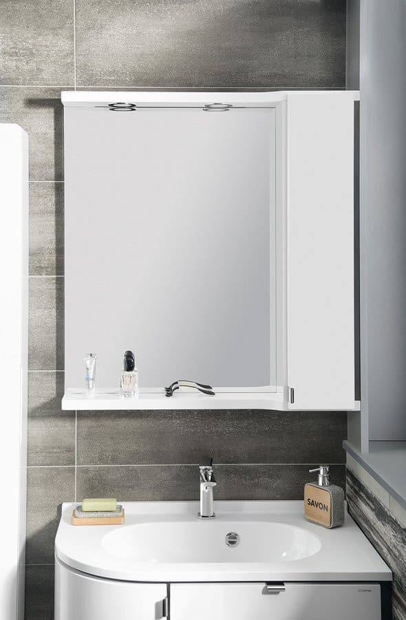 PULSE szafka z lustrem, oświetlenie LED 75x80x17cm, prawa, biała/antracyt