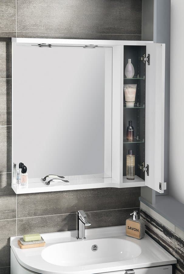 PULSE szafka z lustrem, oświetlenie LED 75x80x17cm, prawa, biała/antracyt