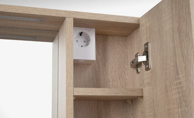 ZOJA/KERAMIA FRESH STRIP szafka z lustrem i oświetleniem LED, 60x60x14cm, prawa, dąb platin