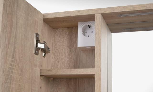 ZOJA/KERAMIA FRESH STRIP szafka z lustrem i oświetleniem LED, 60x60x14cm, lewa, dąb platin