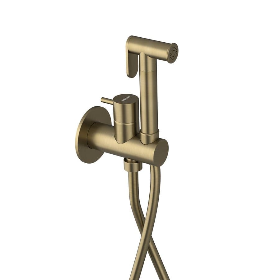 ULTRAMIX bateria podtynkowa do bidetu z prysznicem Stop, okrągły, złoto mat