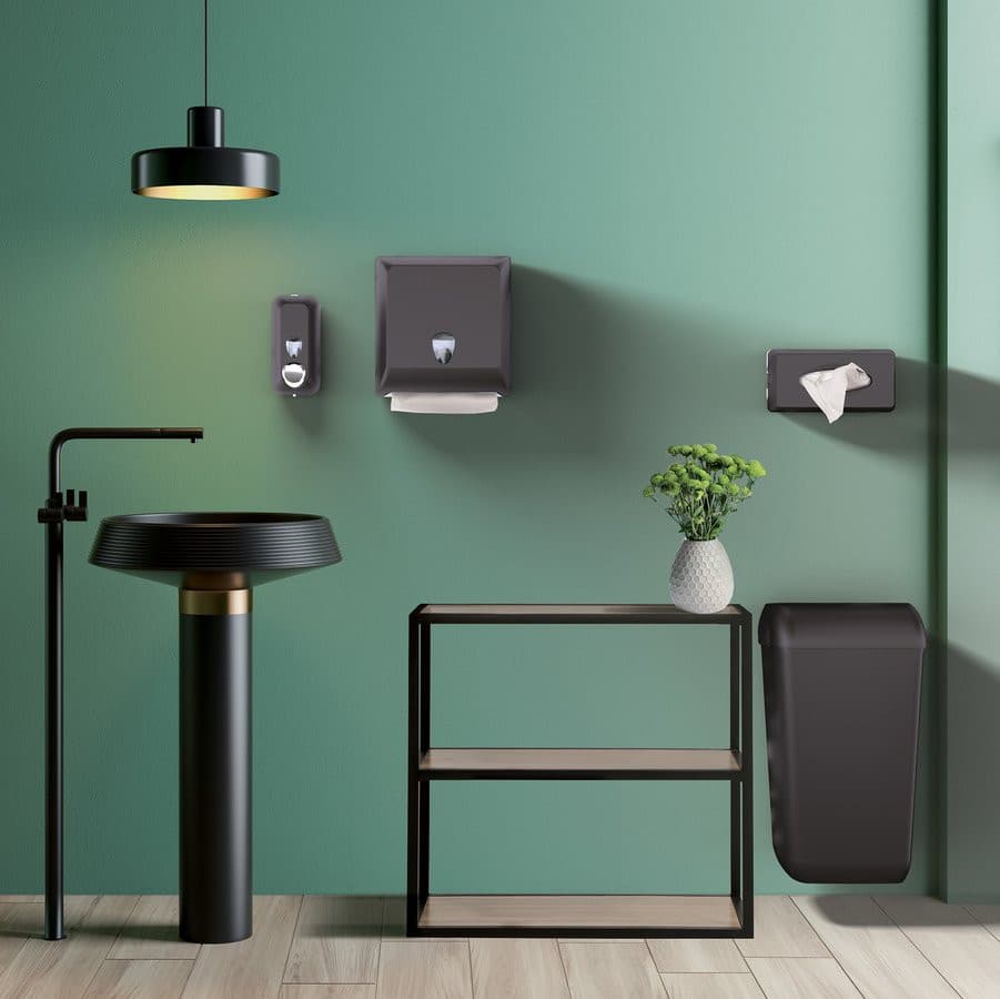 ECOLORED ścienny kosz na śmieci z pokrywą 23l, ABS, czarny mat