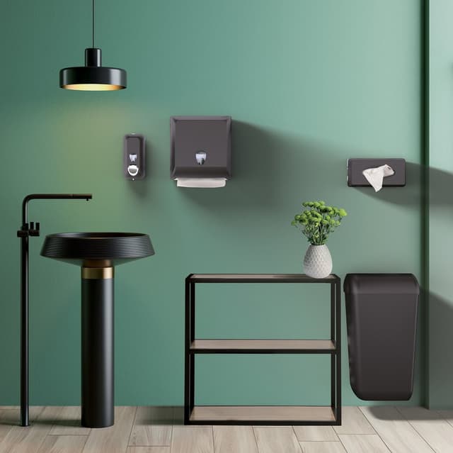 ECOLORED ścienny kosz na śmieci z pokrywą 23l, ABS, czarny mat