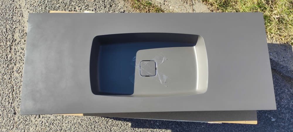 Umywalka meblowa 120x50 cm grafitowa konglomerat z pokrywką odpływu