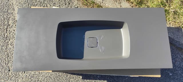 Umywalka meblowa 120x50 cm grafitowa konglomerat z pokrywką odpływu