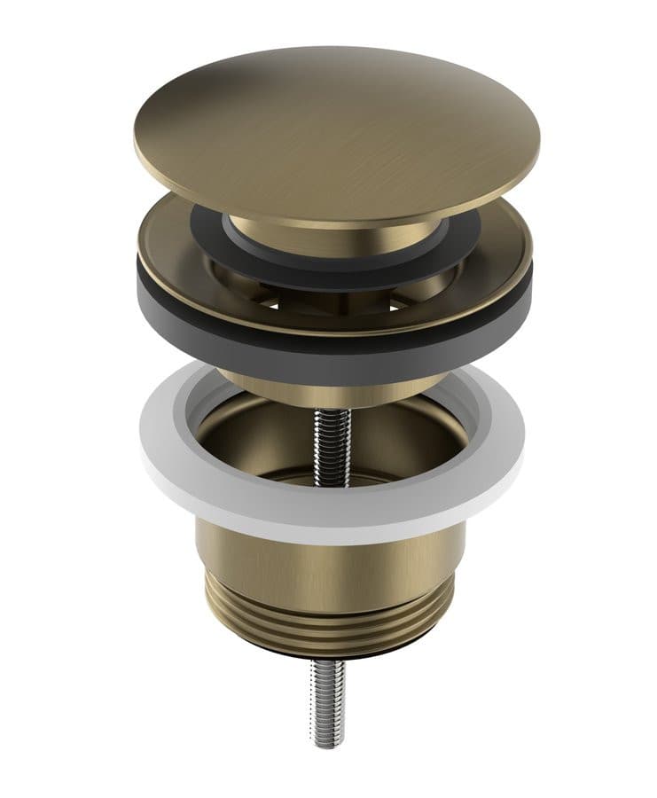 Odpływ umywalkowy, 5/4'', click-clack, duży grzybek, 10-65mm, złoto mat