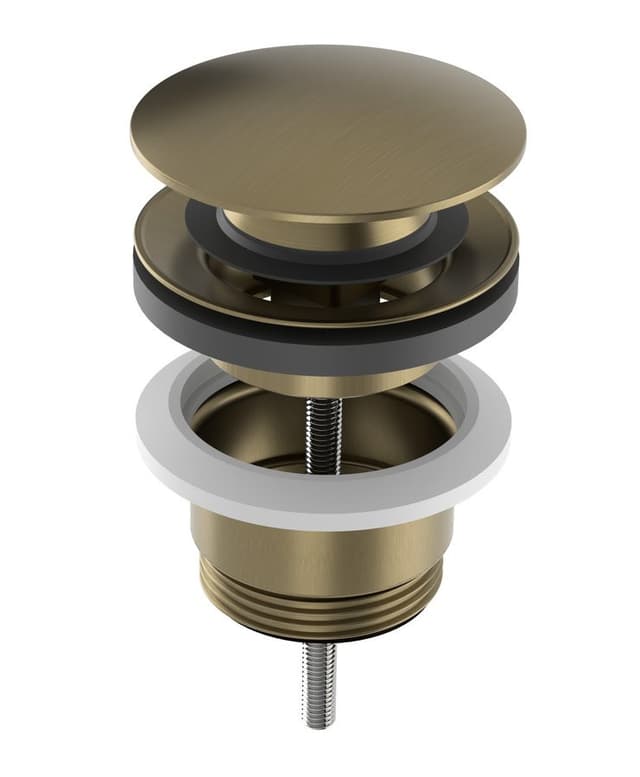 Odpływ umywalkowy, 5/4'', click-clack, duży grzybek, 10-65mm, złoto mat