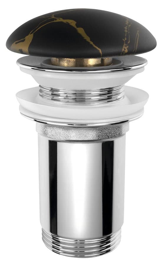 Odpływ umywalkowy 5/4”, click-clack, korek ceramiczny, 10-50mm, portoro marmur