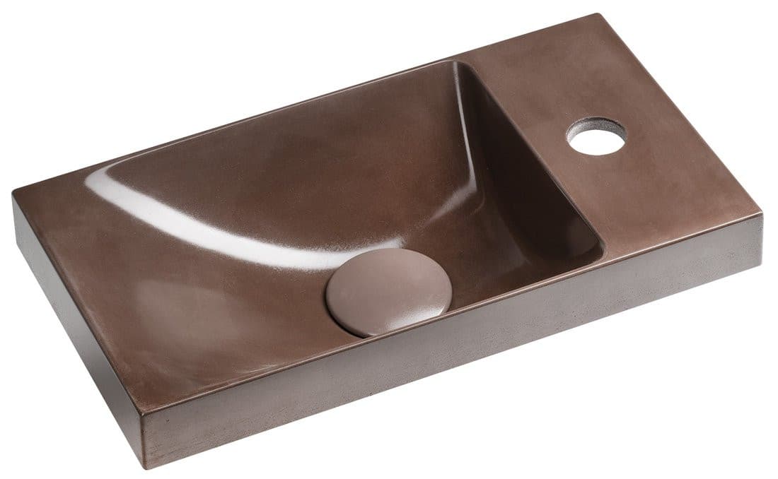 AGOS umywalka betonowa, 40x22cm, lewa/prawa, ciemnobrązowy półpołysk
