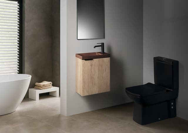 AGOS umywalka betonowa, 40x22cm, lewa/prawa, ciemnobrązowy półpołysk