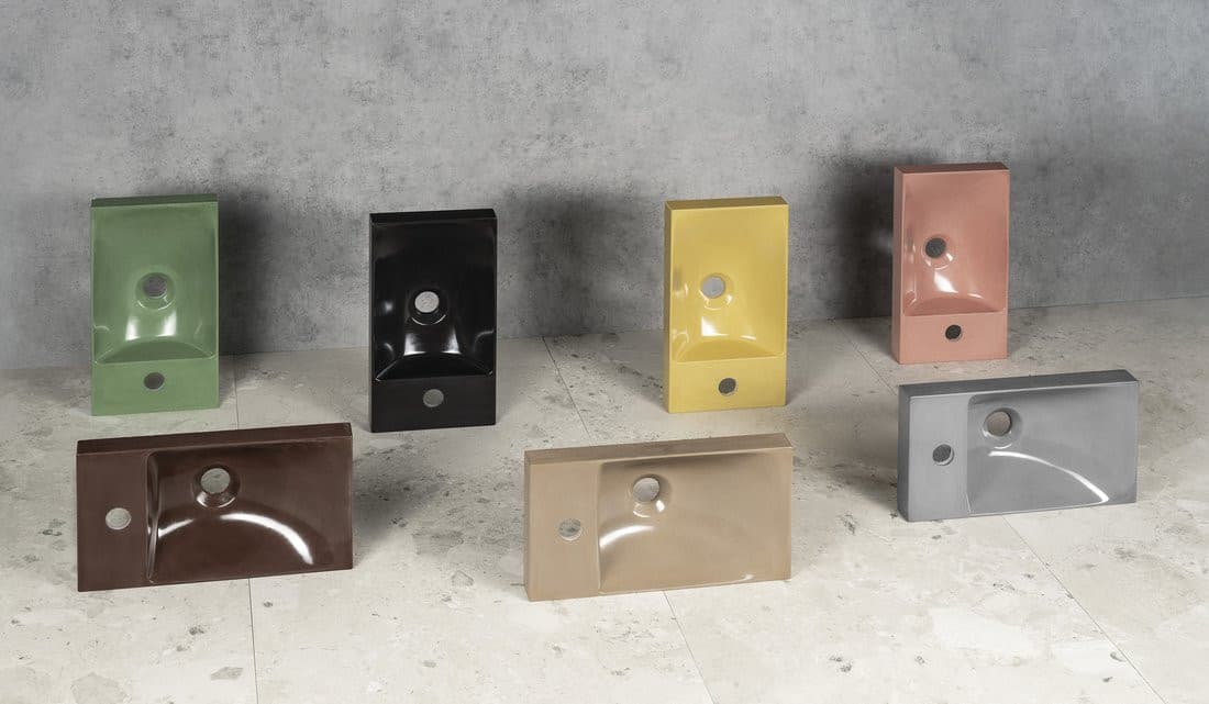 AGOS umywalka betonowa, 40x22cm, lewa/prawa, ciemnobrązowy półpołysk