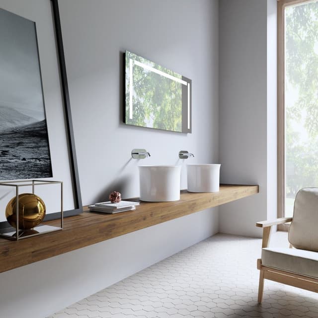 THE NEW YORKER umywalka ceramiczna nablatowa wysoka, średnica 40cm, biały