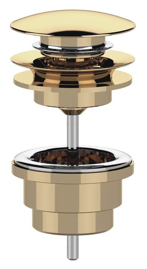 Odpływ umywalkowy, 5/4'', click-clack, duży grzybek, 10-65mm, złoto