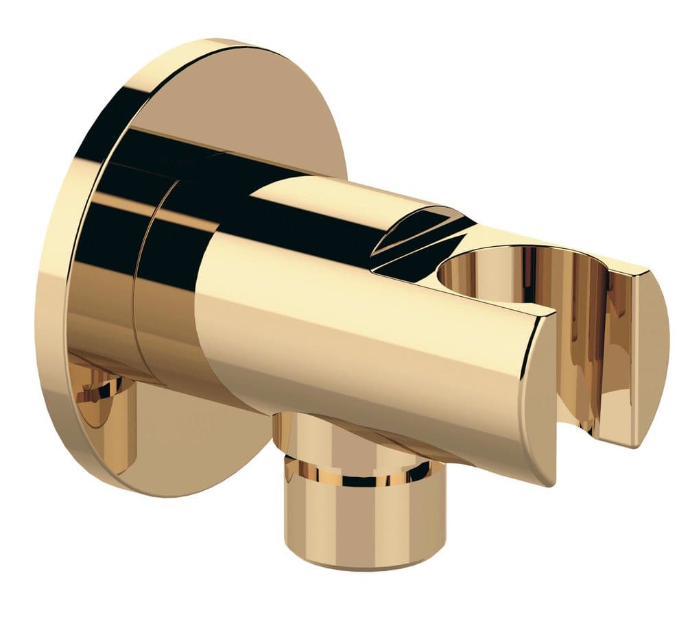 Uchwyt prysznicowy okrągły, stały, z odpływem, złoto