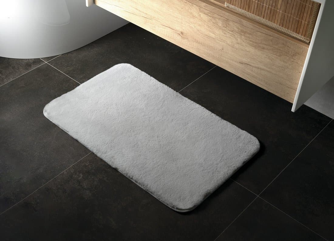 FUZZY dywanik łazienkowy, 60x100cm, 100% polyester, antypoślizgowa, szary