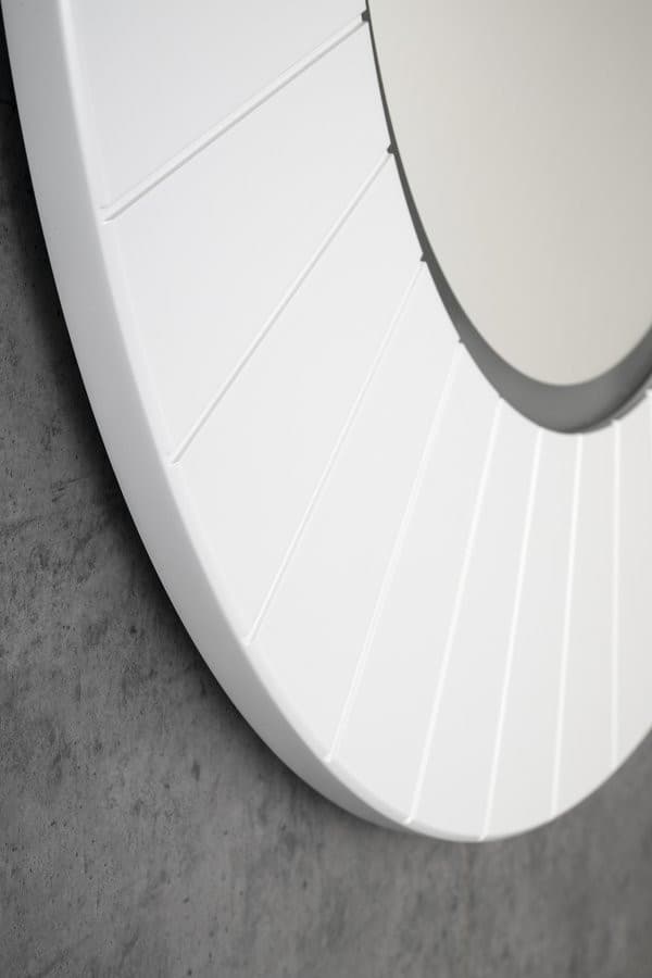 LUMIRO STRIP okrągłe lustro z oświetleniem LED w ramie średnica 75cm, biały mat