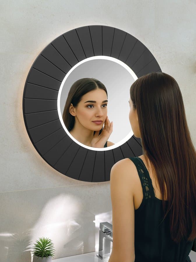 LUMIRO STRIP okrągłe lustro z oświetleniem LED w ramie średnica 75cm, carina