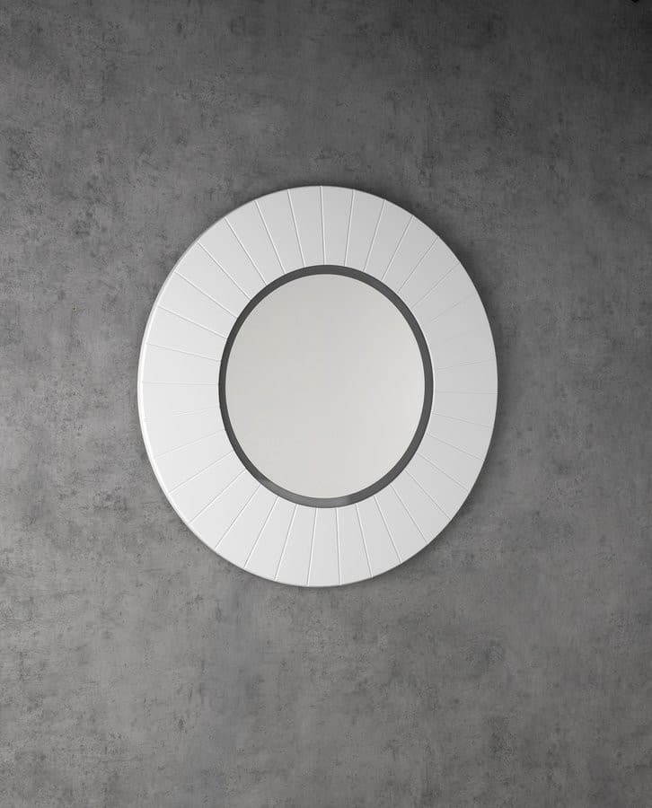 LUMIRO STRIP okrągłe lustro z oświetleniem LED w ramie średnica 90cm, biały mat
