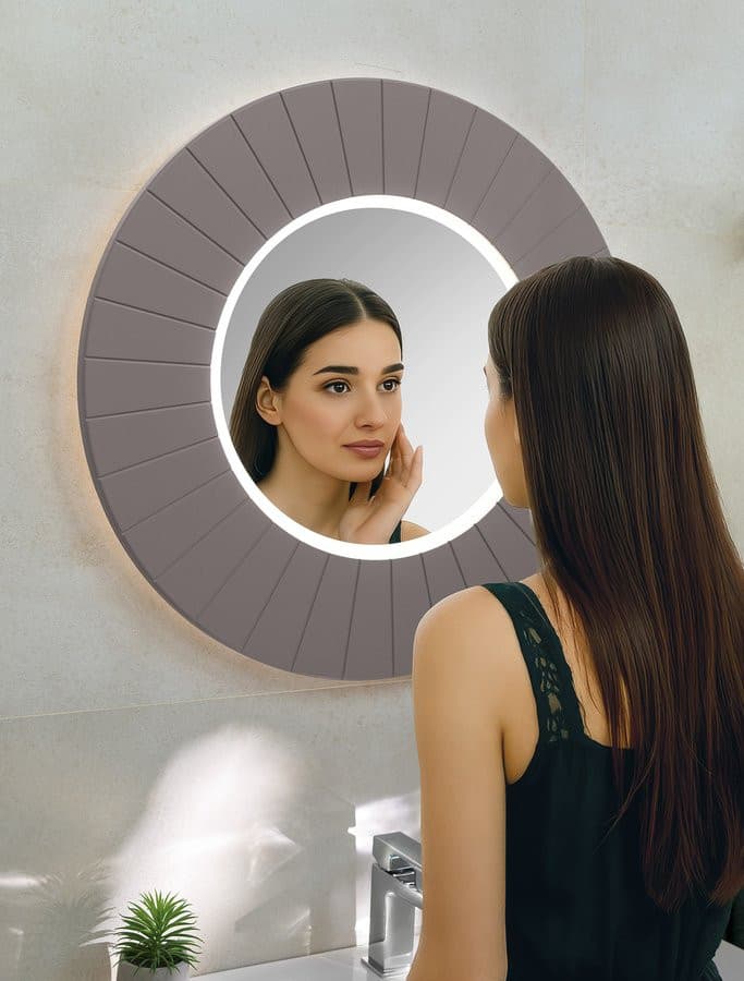 LUMIRO STRIP okrągłe lustro z oświetleniem LED w ramie średnica 90cm, agila